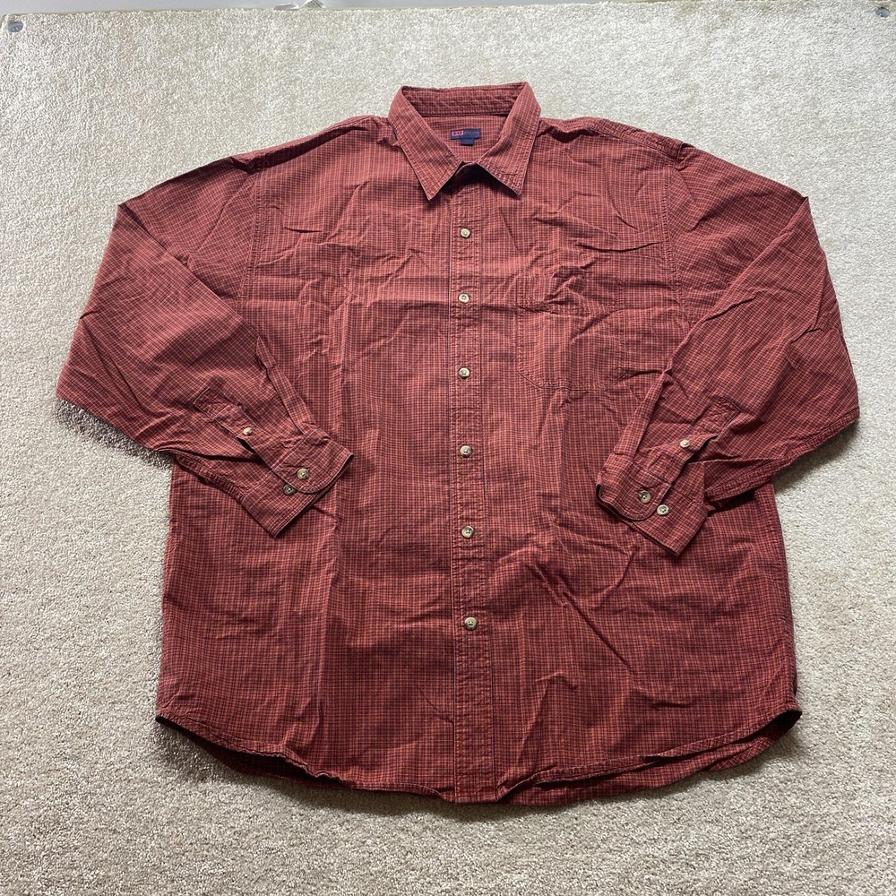 BKE Division 67 Shirt Mens XL Red Blue Plaid Button Down Casual 100% Cotton